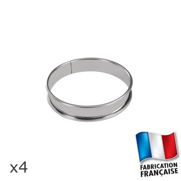 Boite de 4 cercle inox tarte diametre 9 cm hauteur 2 cm - gobel