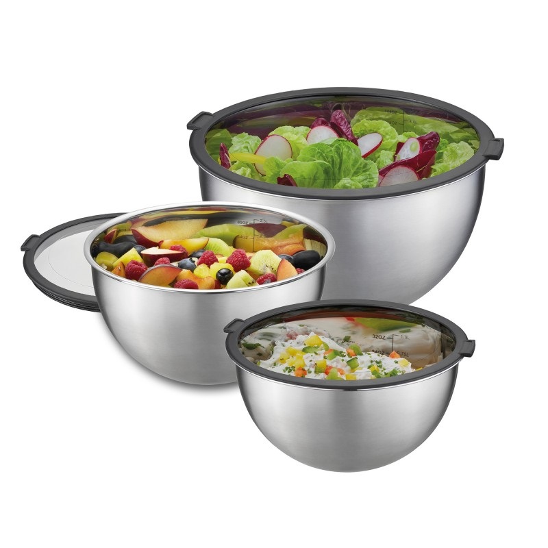 Mondi lot de 3 saladiers en inox avec couvercles - gefu