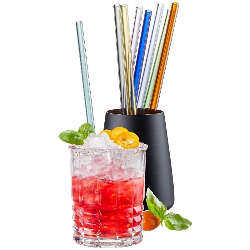 Lot de 8 pailles en verre future 23 cm avec brosse - gefu