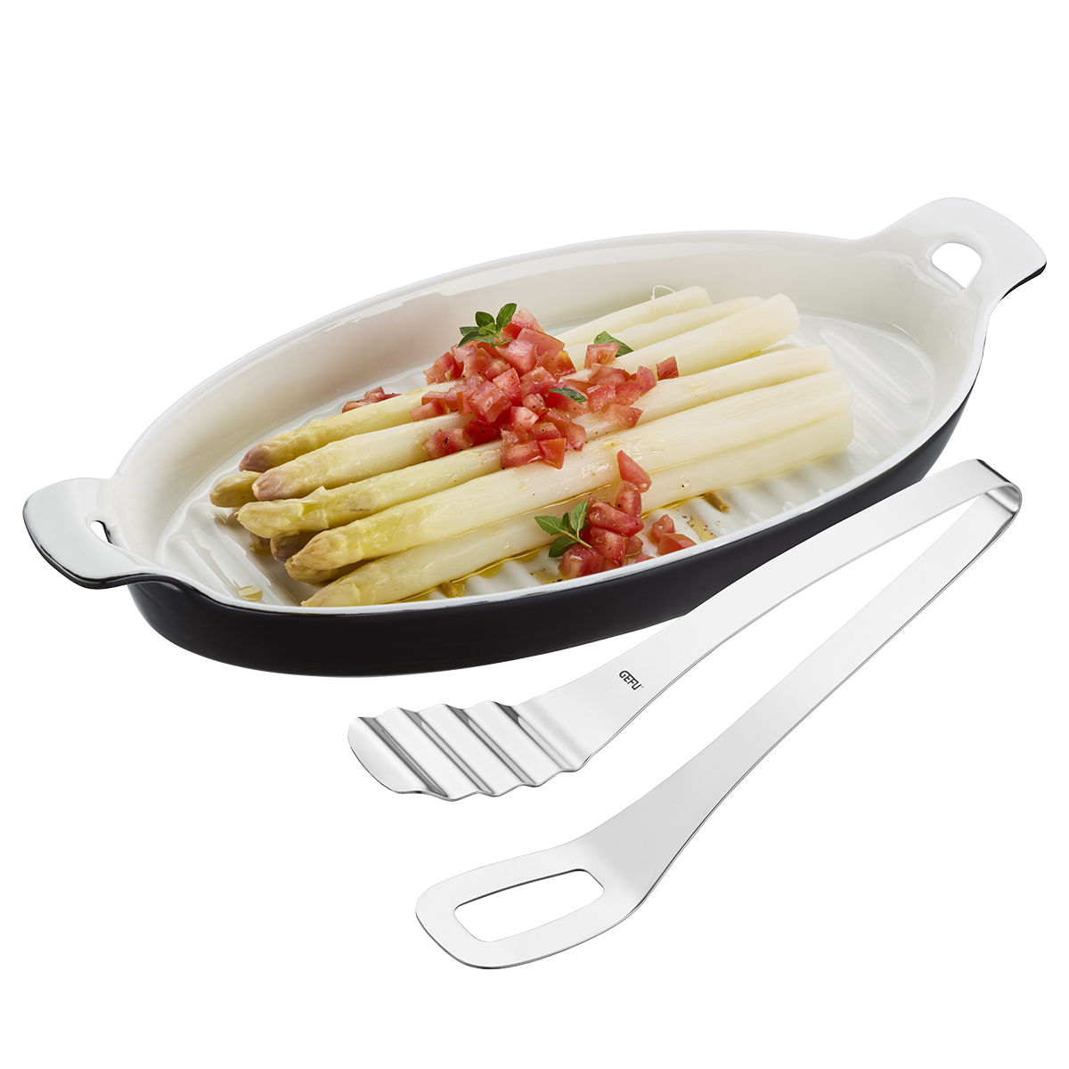 Presento, plat à servir les asperges avec pince - gefu