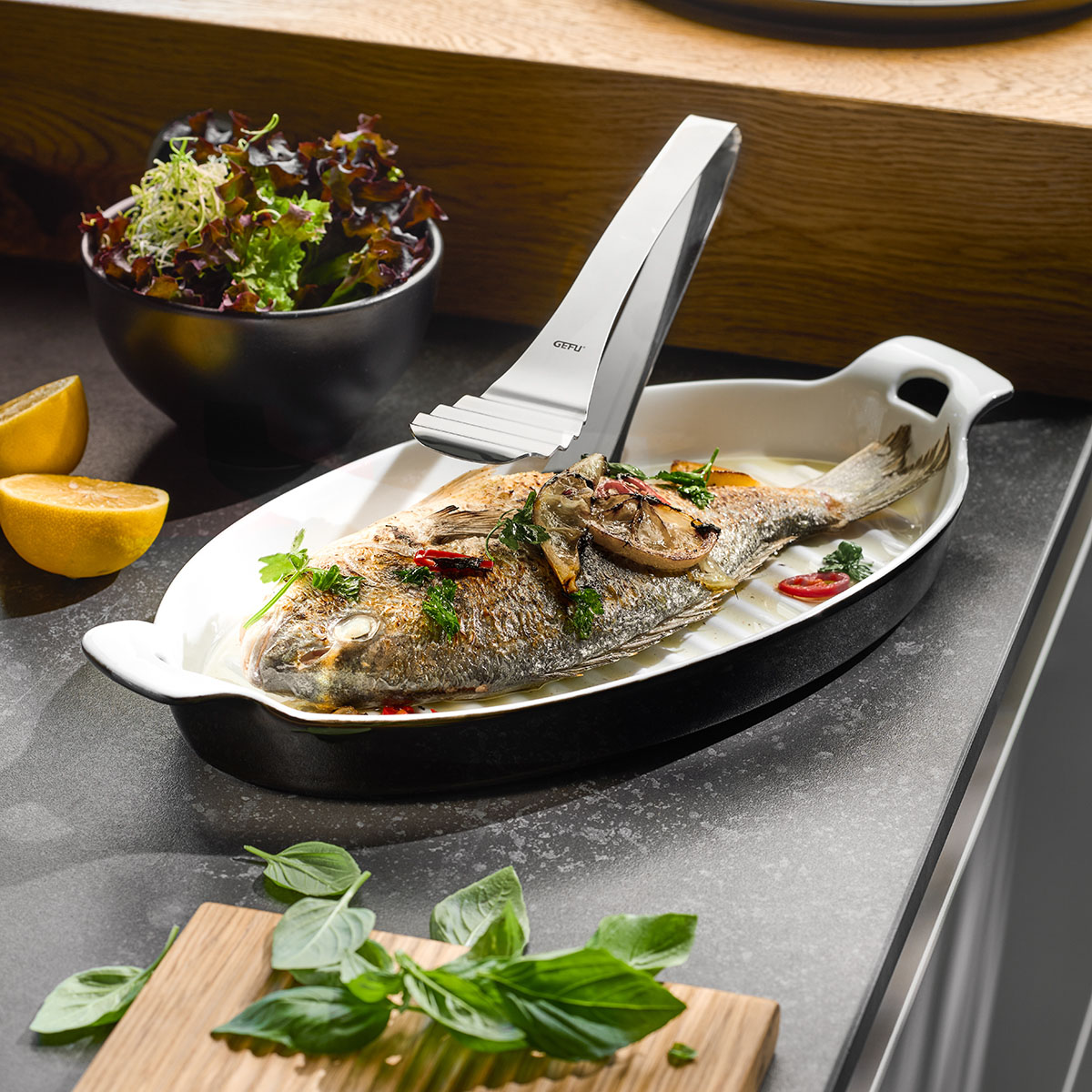 Presento, plat à servir les asperges avec pince - gefu