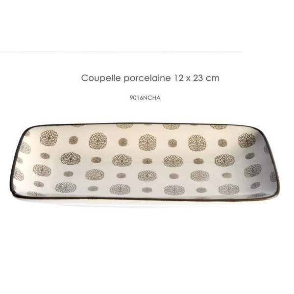 Plat rectangulaire 22 x 12 x3 cm decor chat taupe - fox trot