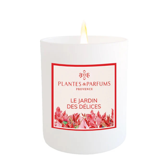Bougie parfumée à la cire végétale 180g les jardins des délices - plantes et parfums de provence