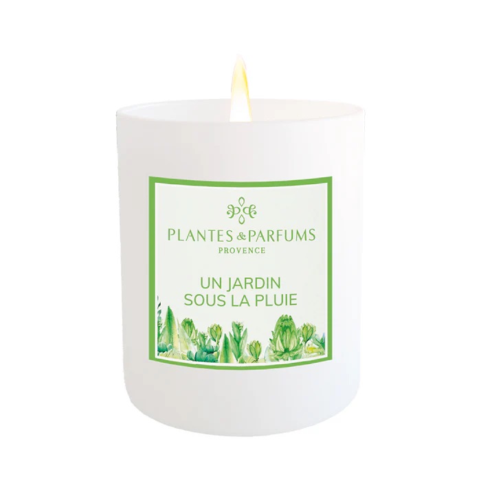 Bougie parfumée à la cire végétale 180g un jardins sous la pluie - plantes et parfums de provence