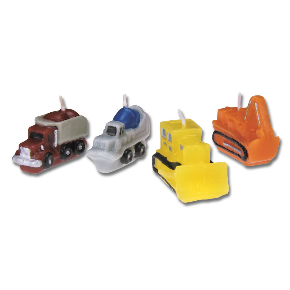 Lot de 4 bougies d'anniversaire engins de chantier - stadter