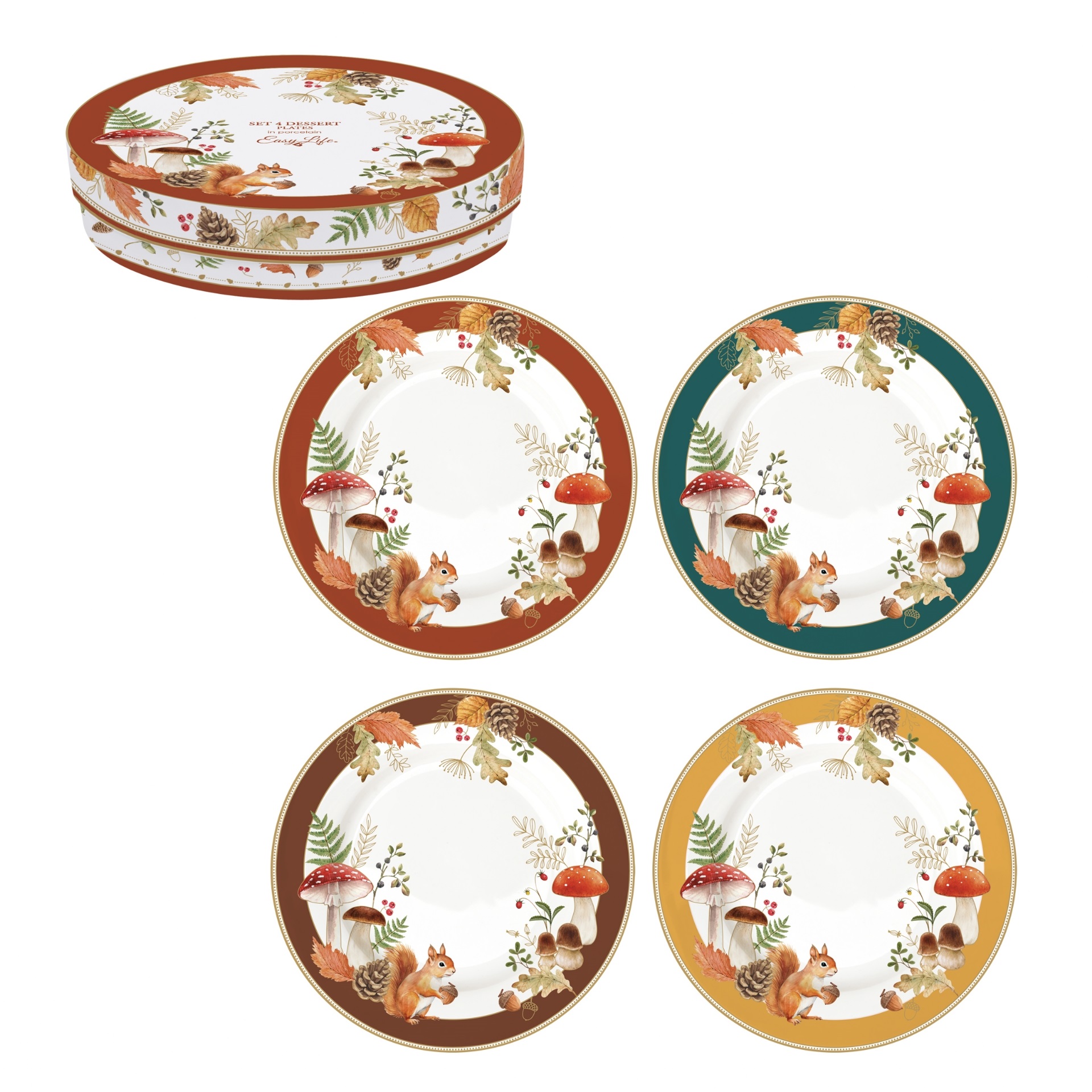 Autumn breeze, coffret 4 assiettes à dessert 19 cm - easylife