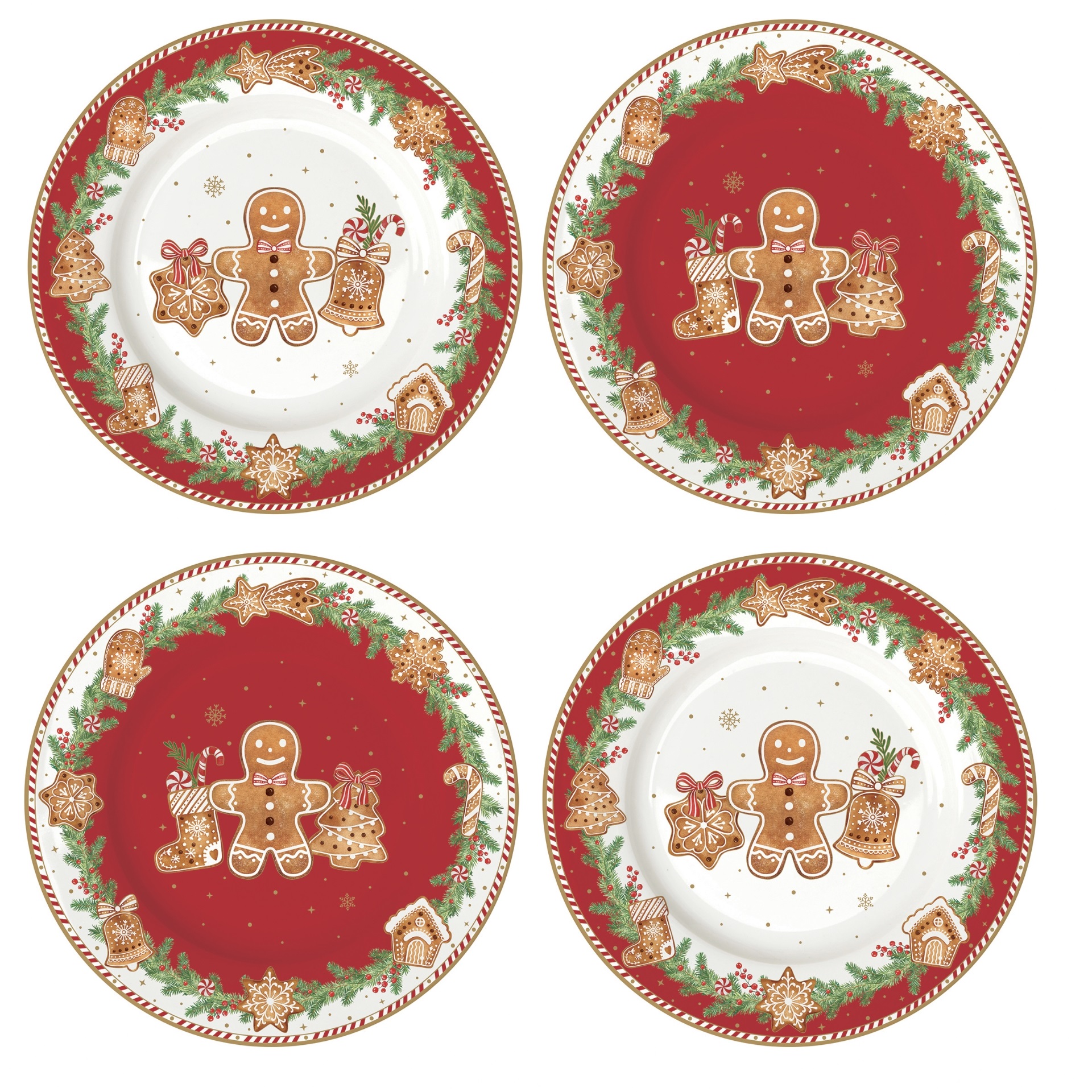 Fancy gingerbread, coffret 4 assiettes à dessert 19 cm - easylife