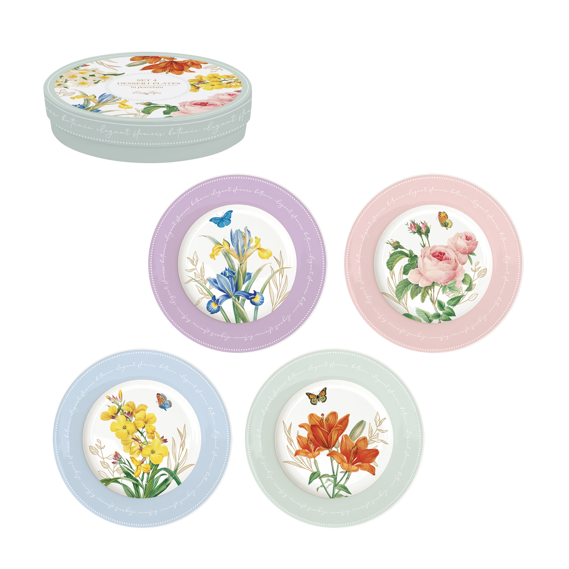 Royal blossom, coffret 4 assiettes à dessert 19 cm - easylife