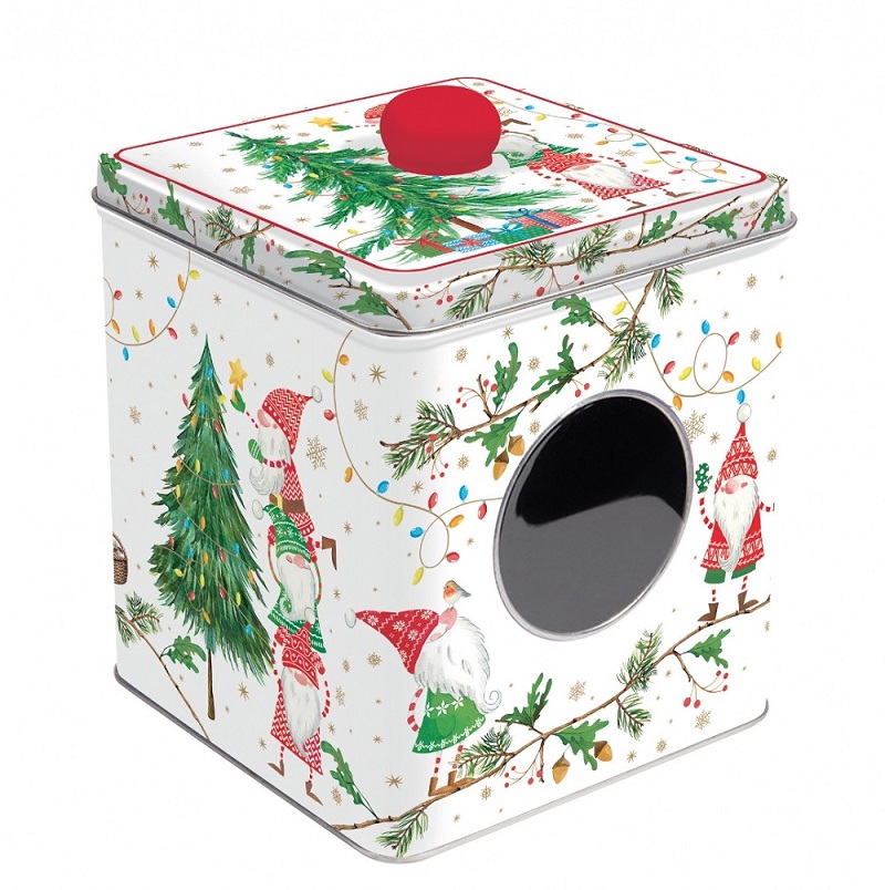 Boite a biscuits en metal 13 x 13 x14,5 cm ready for christmas - easylife