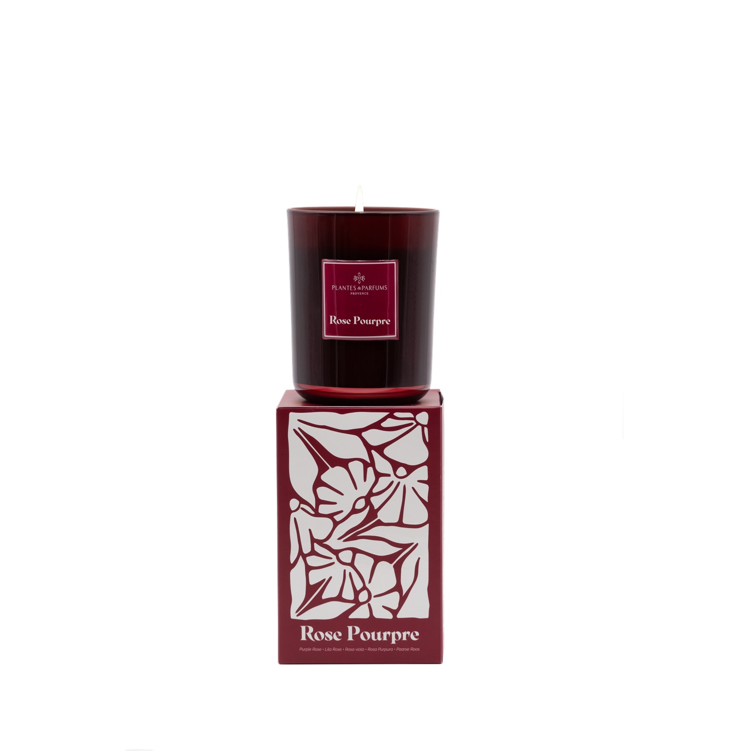 Rose pourpre bougie parfumée à la cire végétale 420g parfum de prestige - plantes et parfums de provence