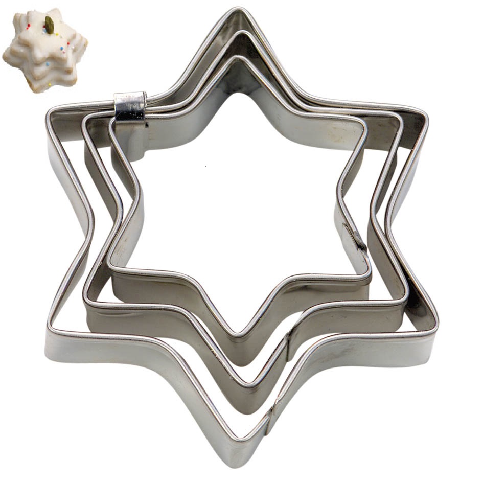 Lot de 3 emporte pieces a patisserie de noel en forme d etoile en terrasse - stadter