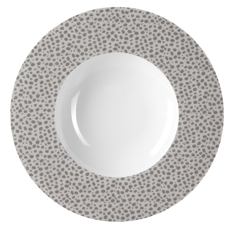 Lot de 6 assiettes creuses a aile 23 cm baghera platinium - medard de noblat