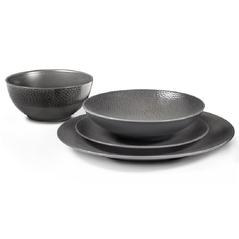Lot de 6 assiettes dessert 20 cm stone gris - medard de noblat