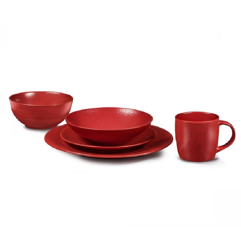 Lot de 6 assiettes dessert 20 cm stone rouge - medard de noblat