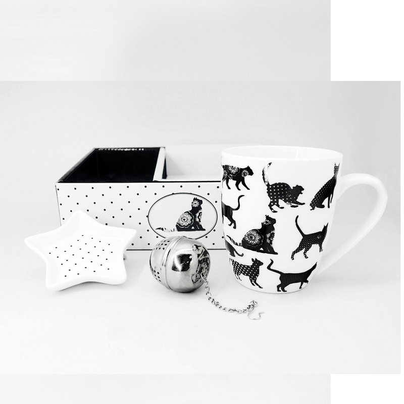 Ensemble mug + infuseur + repose sachet cats - socadis