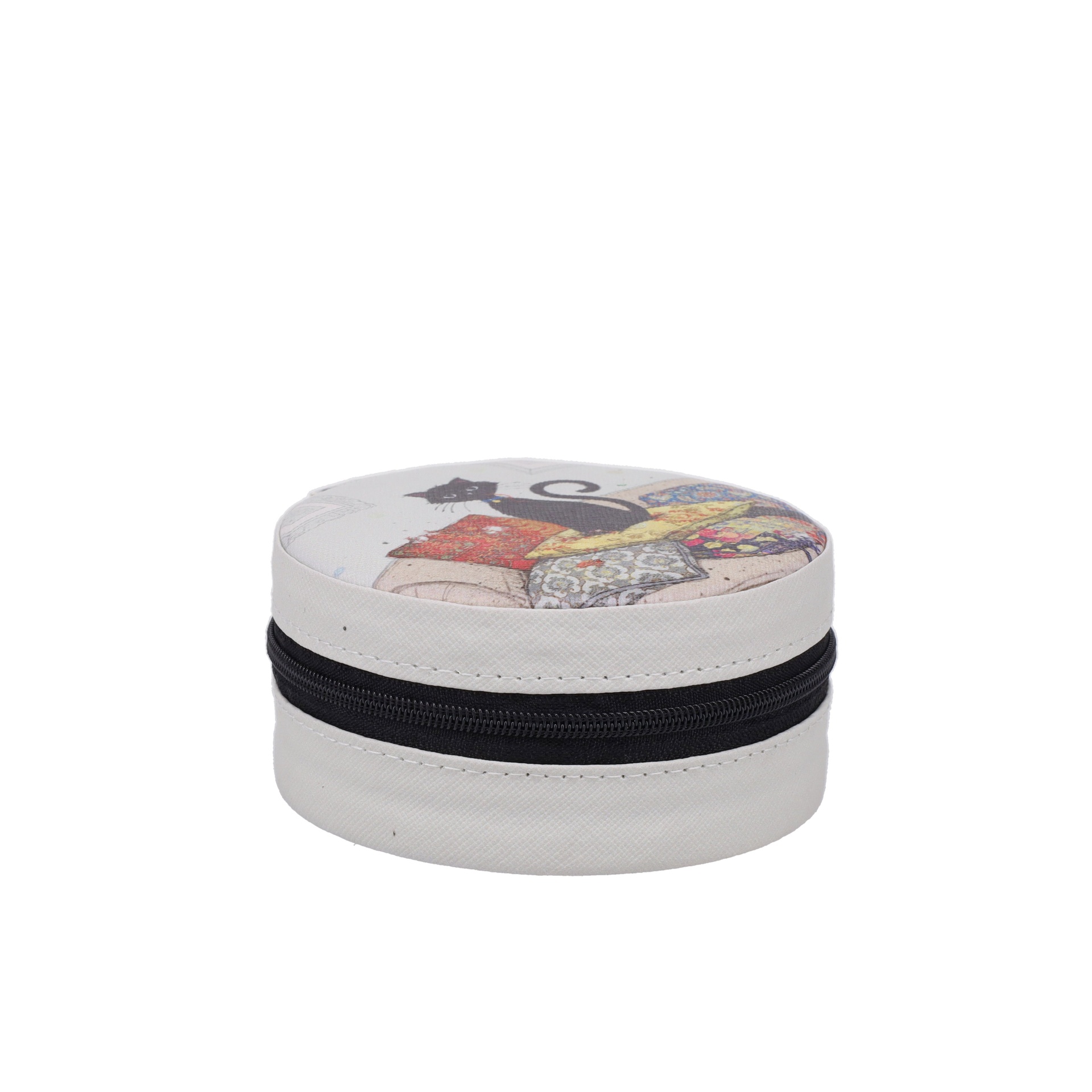 Boite à bijoux ronde bug art chat et coussins - kiub