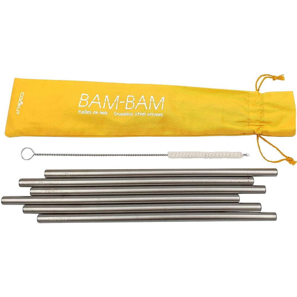 Lot de 6 pailles réutilisables en inox avec leur ecouvillon - cookut