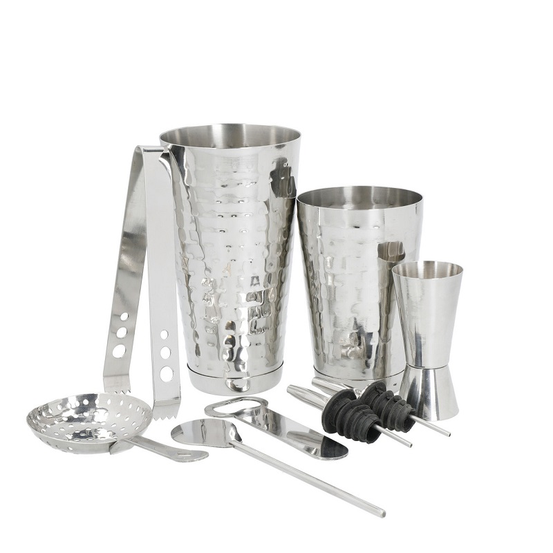 Ensemble a cocktail 8 pieces shaker boston finition martele - kitchencraft