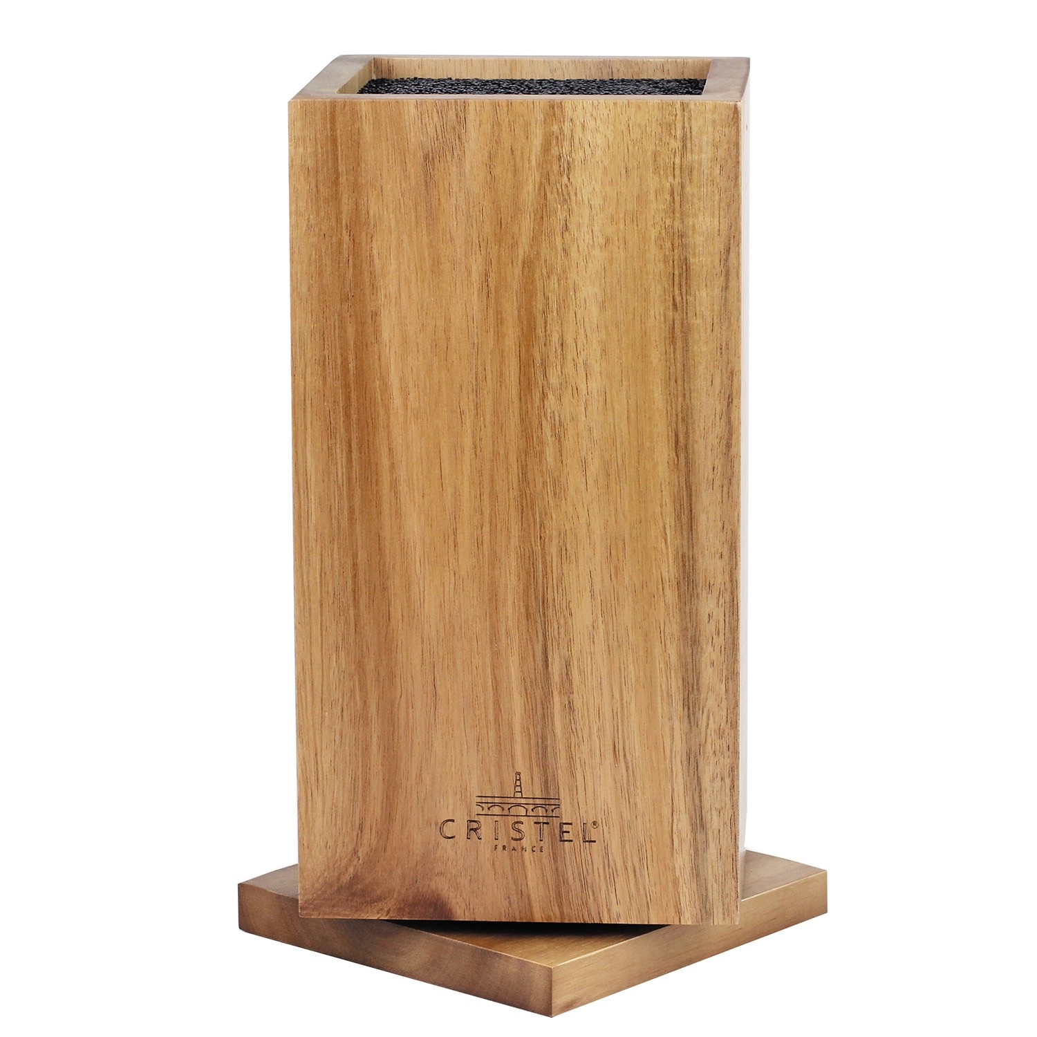 Bloc couteaux rotatif en bois d'acacia vendu sans couteaux - cristel
