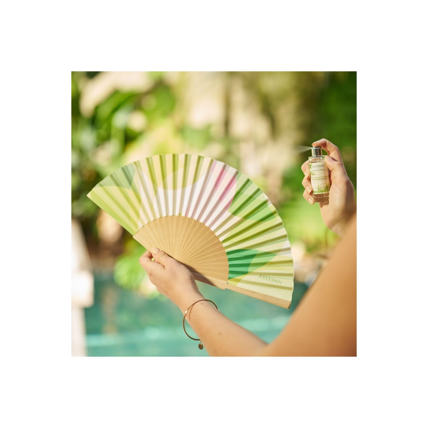 Éventail parfumé citronnelle & menthe - esteban