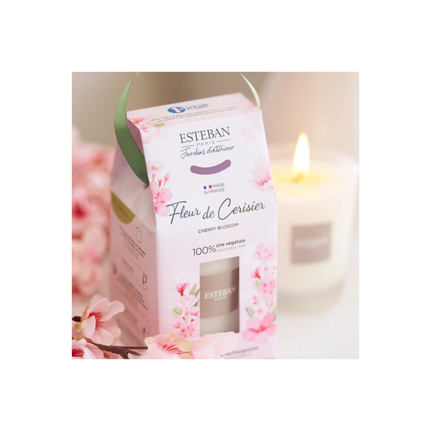 Bougie parfumée fleur de cerisier rechargeable 180g - esteban