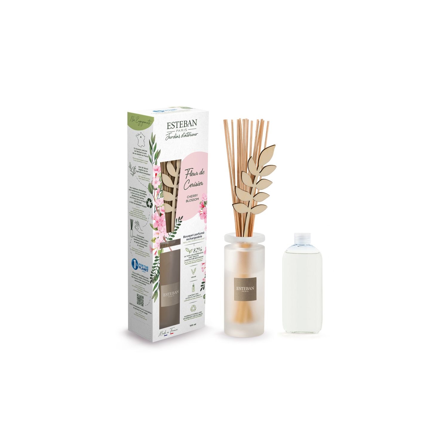 Bouquet parfumé fleur de cerisier rechargeable 100ml - esteban