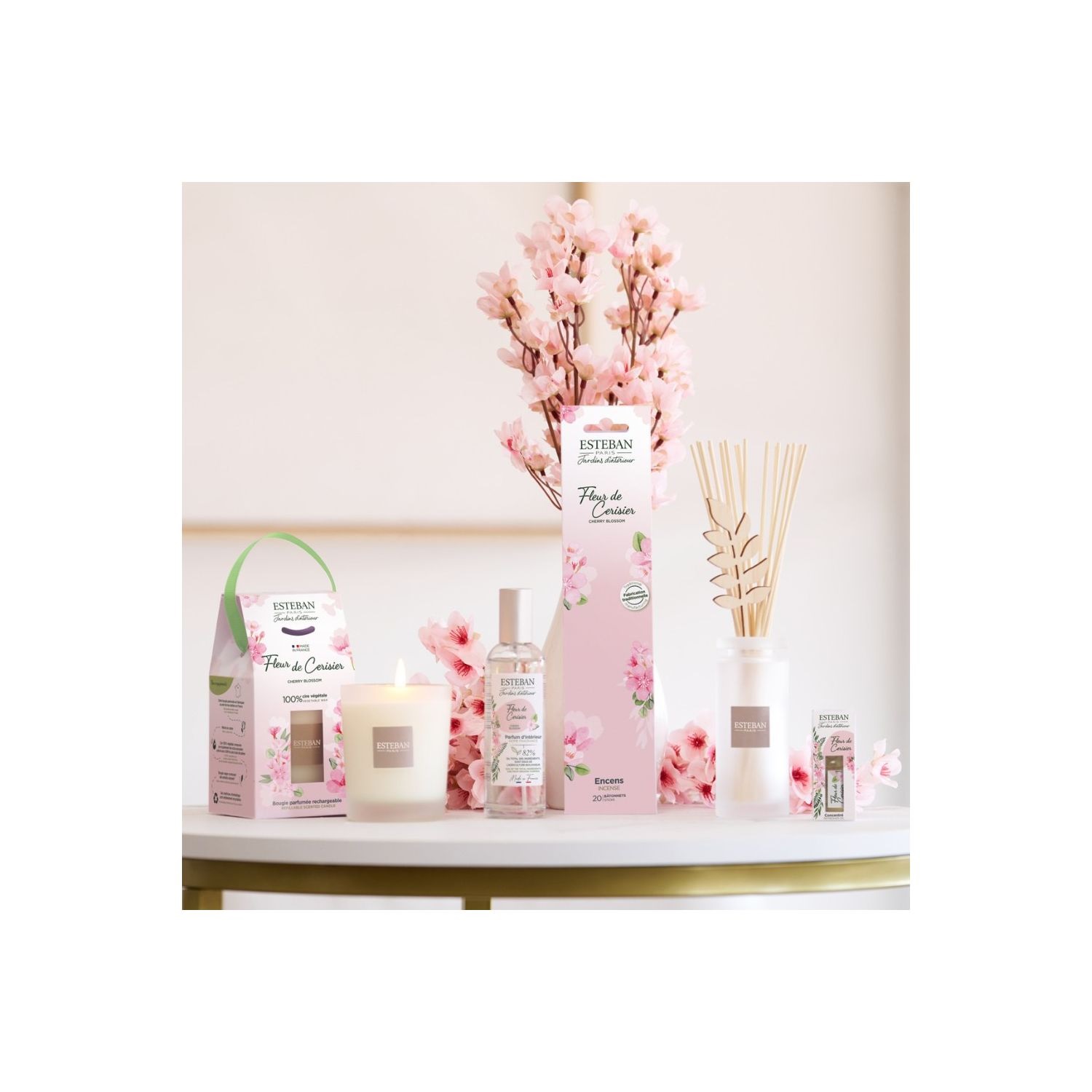 Bouquet parfumé fleur de cerisier rechargeable 100ml - esteban