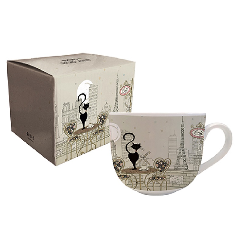 Bol a anse 500 ml bug art paris chat cafe tasse dejeuner en boite cadeau - kiub