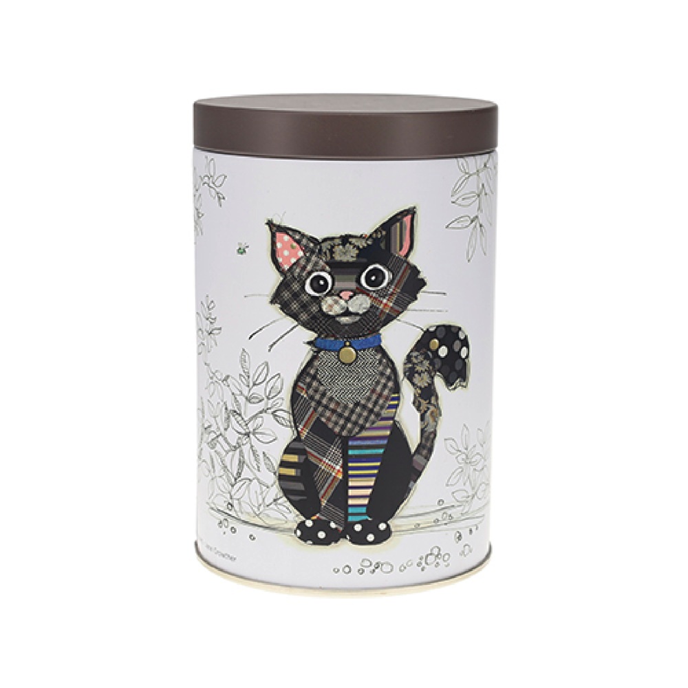 Boite de conservation ronde en métal kook chat noir - kiub