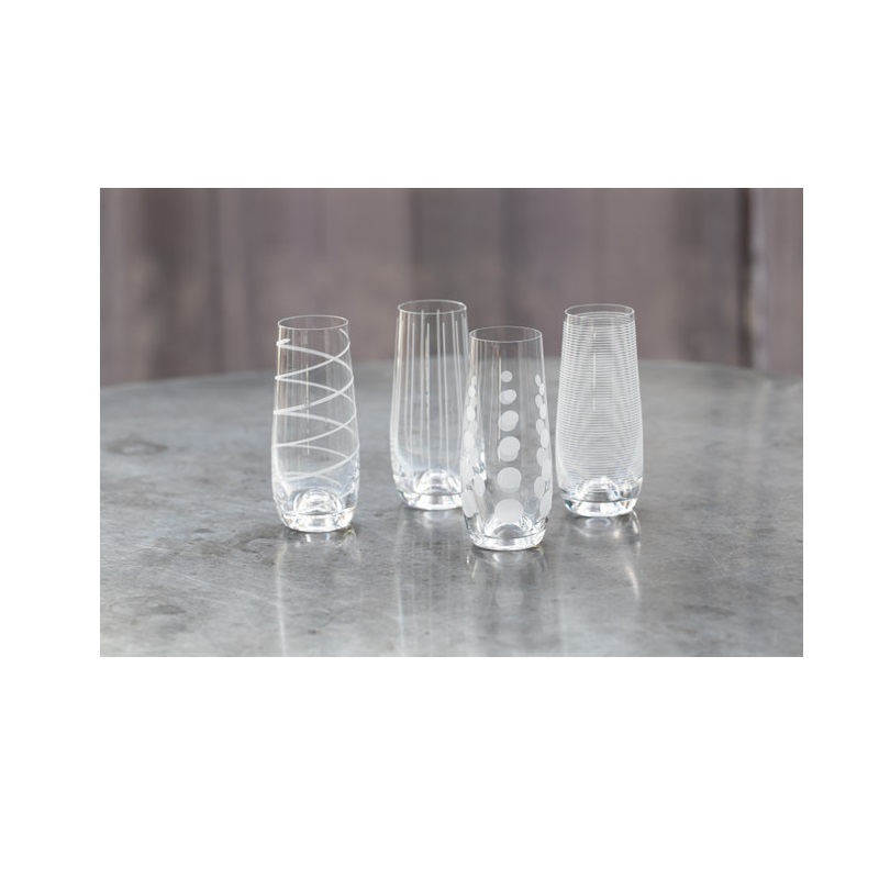 Lot de 4 flutes a champagne taillees sans pied cheers mikasa - kitchencraft