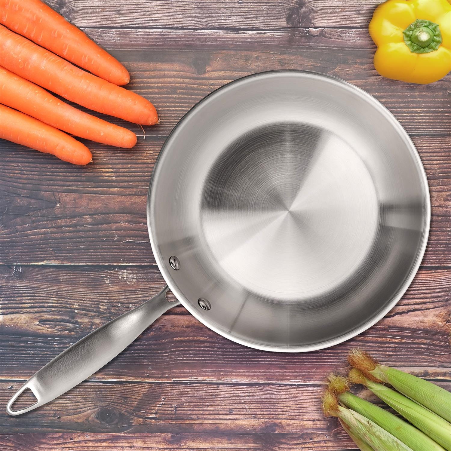 Gourmet - poêle inox 32 cm en inox, multi-couches - cuisinox amefa