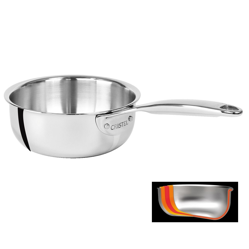 Mini casserole induction 12 cm castel pro 5 ply poignee fixe - cristel