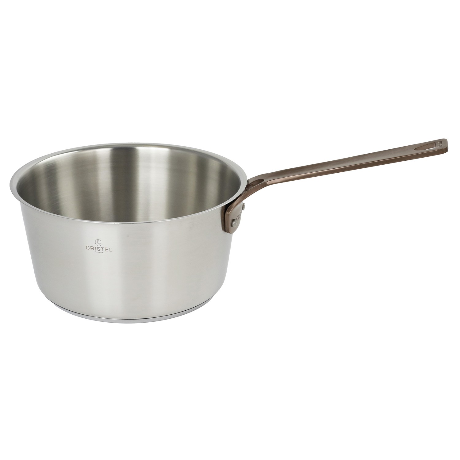 Casseroles inox brossé poignée cuivrée collection bicentenaire ø16 cm - cristel