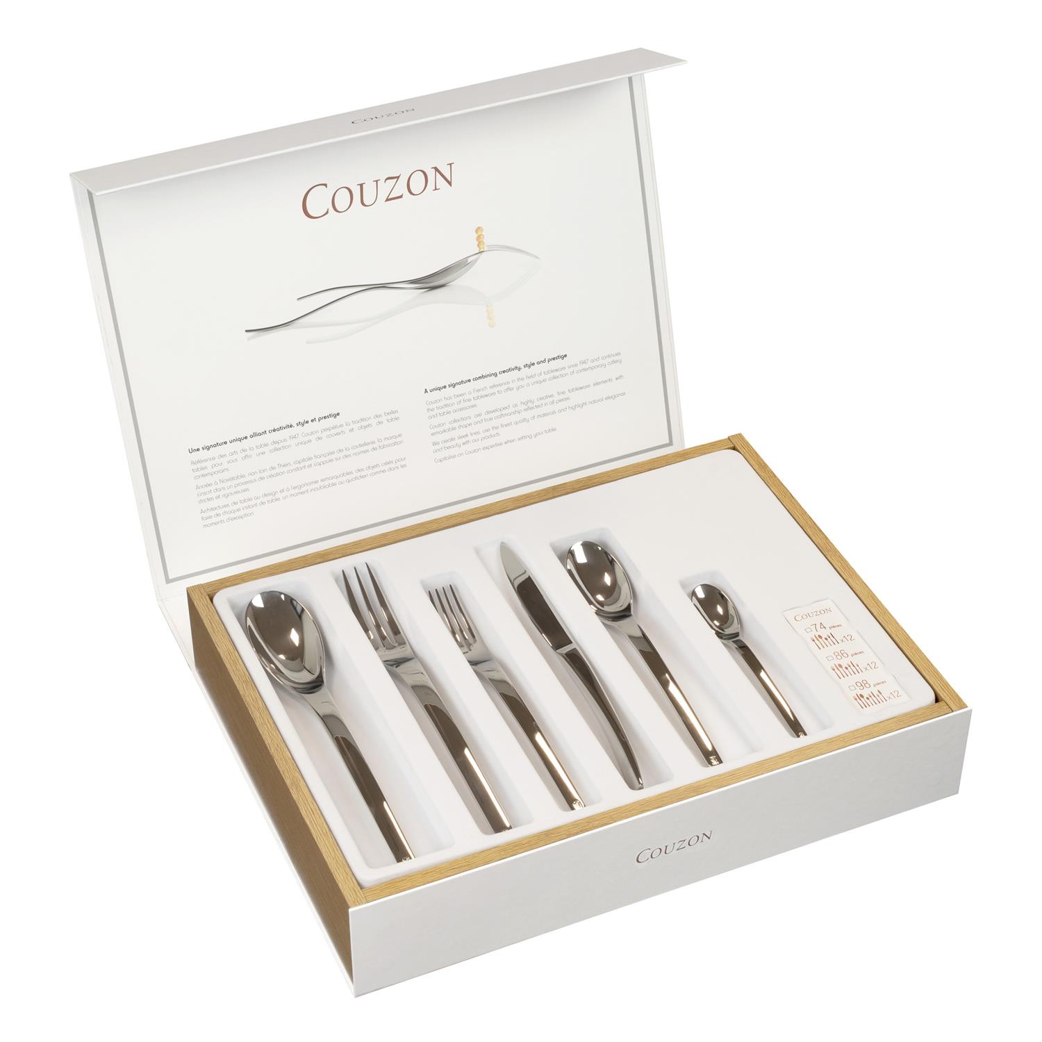 Persane miroir coffret couverts forgés 50 pièces pour 12 personnes - couzon