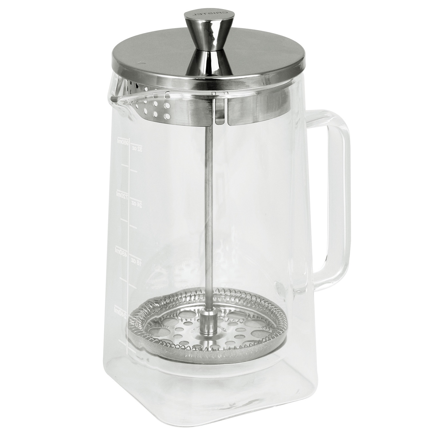 Cafetière à Piston Cristel Robusta - Verre Double Paroi Borosilicate, Inox, 5 Tasses (600ml)