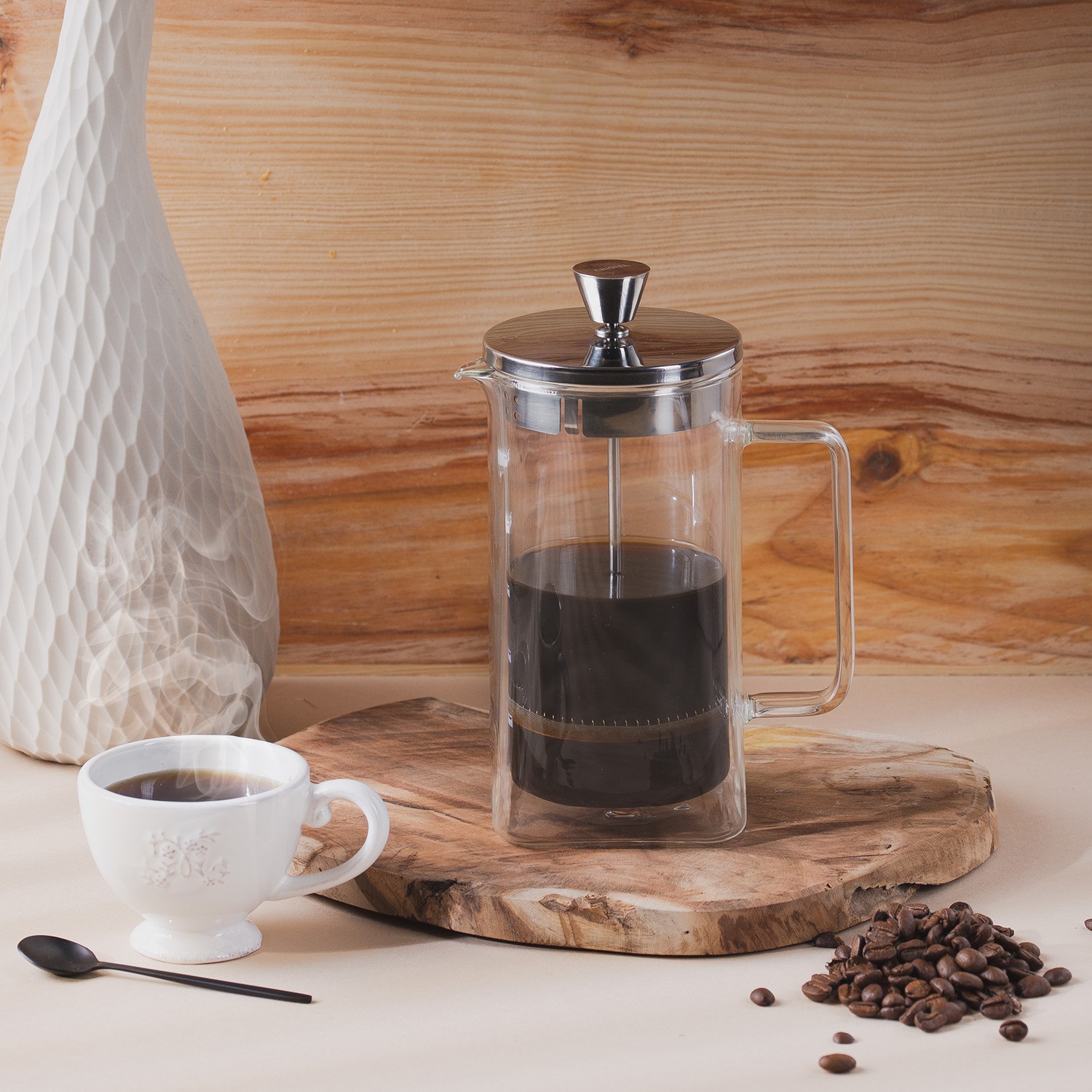 Cafetière à piston robusta en verre double paroi 600 ml - cristel 