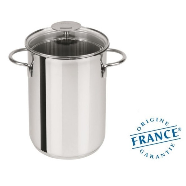 Cuit asperges 16 cm mutine poignee fixe + panier + couvercle en verre - cristel