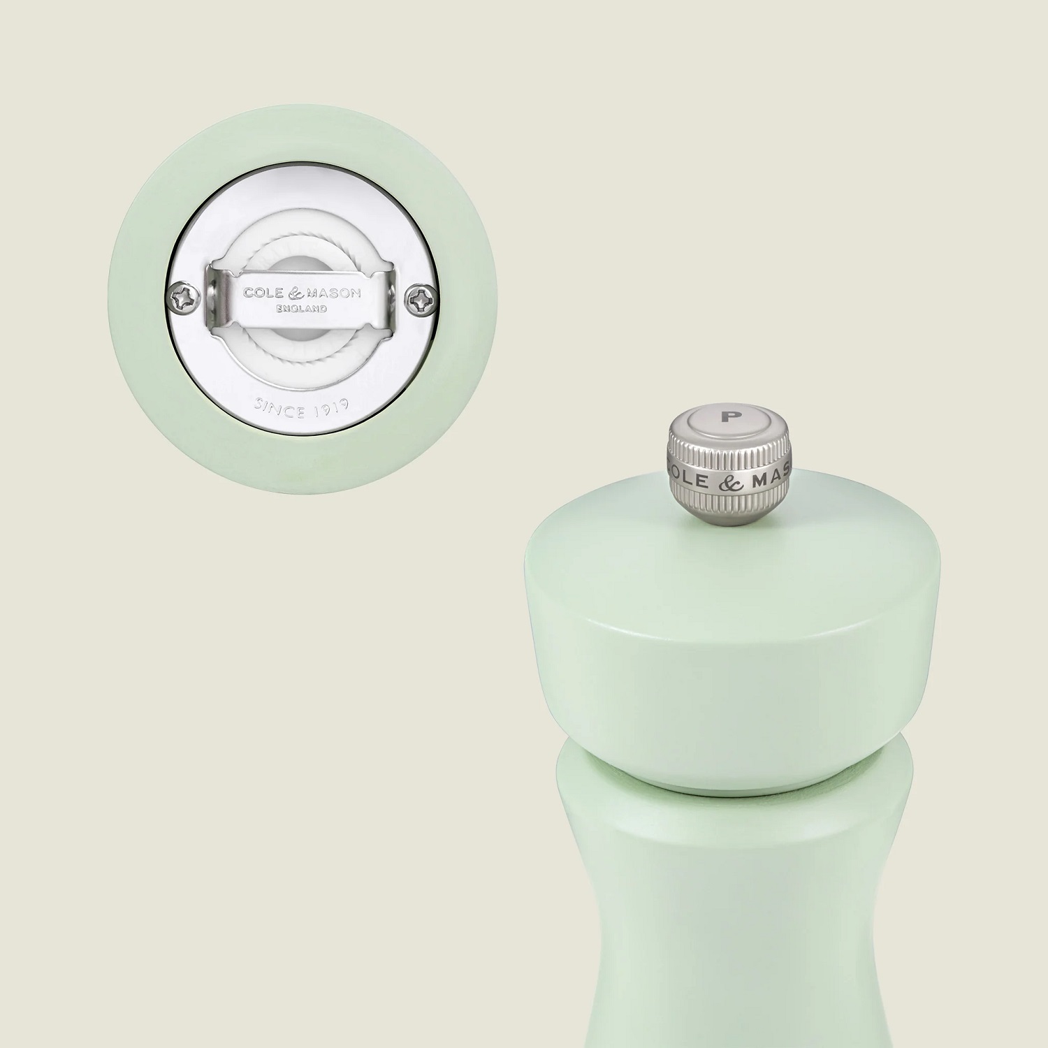 Moulin à sel ou à poivre kenton sauge 19 cm mécanisme céramique - cole et mason