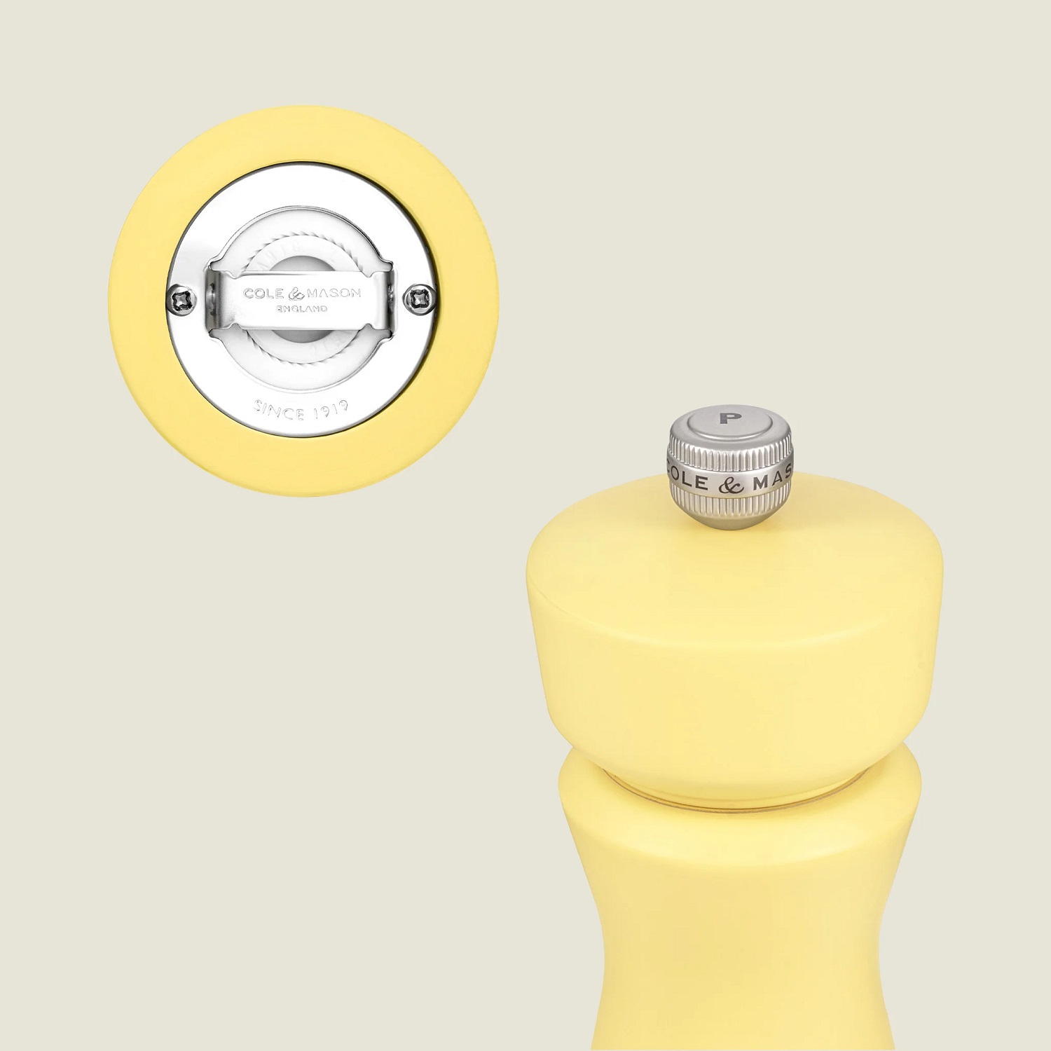 Moulin à sel ou à poivre kenton jaune curcuma 19 cm mécanisme céramique - cole et mason