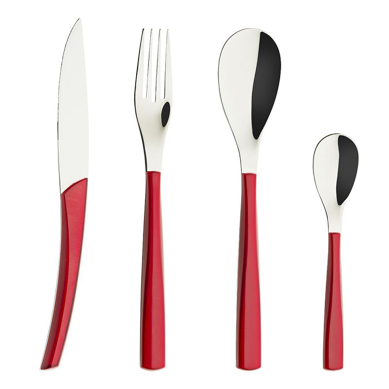 Quartz miroir rouge menagere 24 pieces - guy degrenne