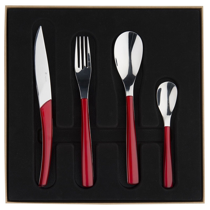 Quartz miroir rouge menagere 24 pieces - guy degrenne