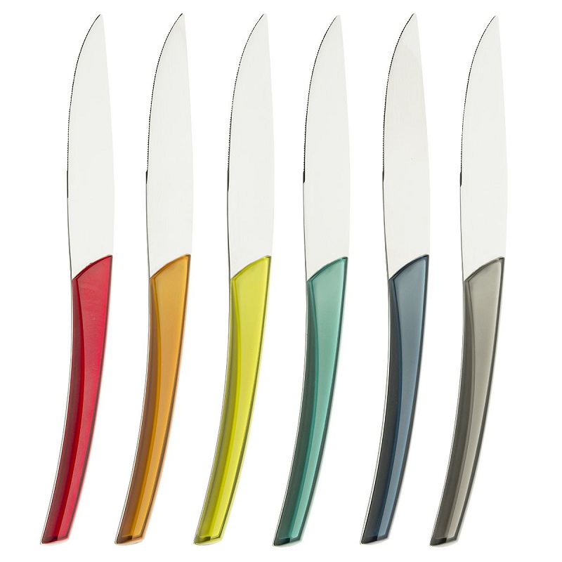 Quartz multicolor coffret 6 couteaux a steak - guy degrenne