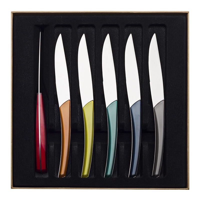 Quartz multicolor coffret 6 couteaux a steak - guy degrenne