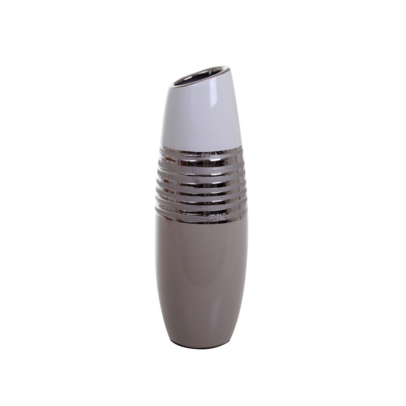 Vase cylindrique beige et argent equinoxe - socadis