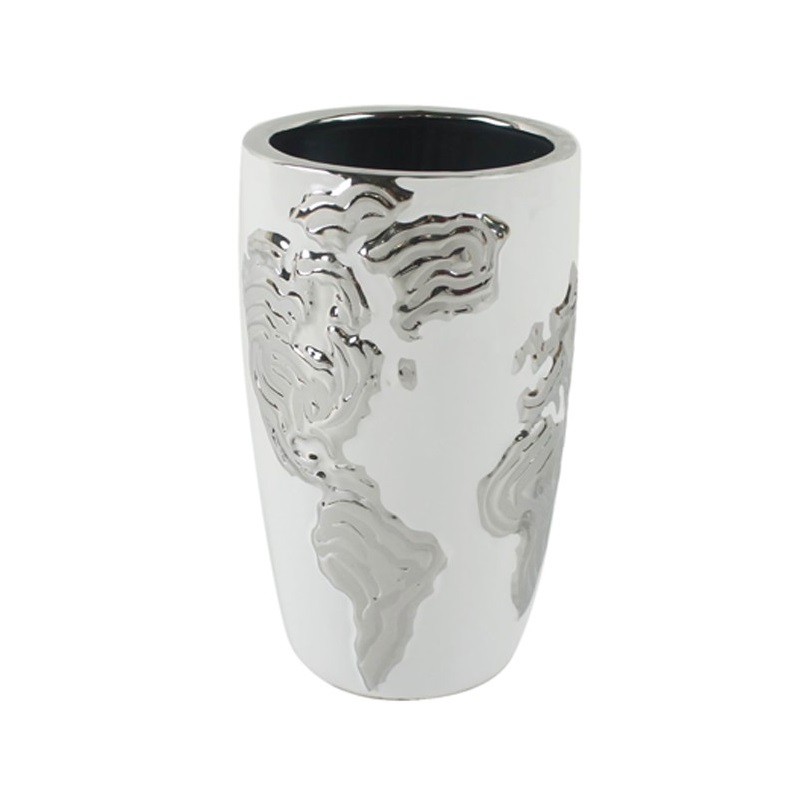 Vase evase relief mappemonde - equinoxe 20 cm - socadis