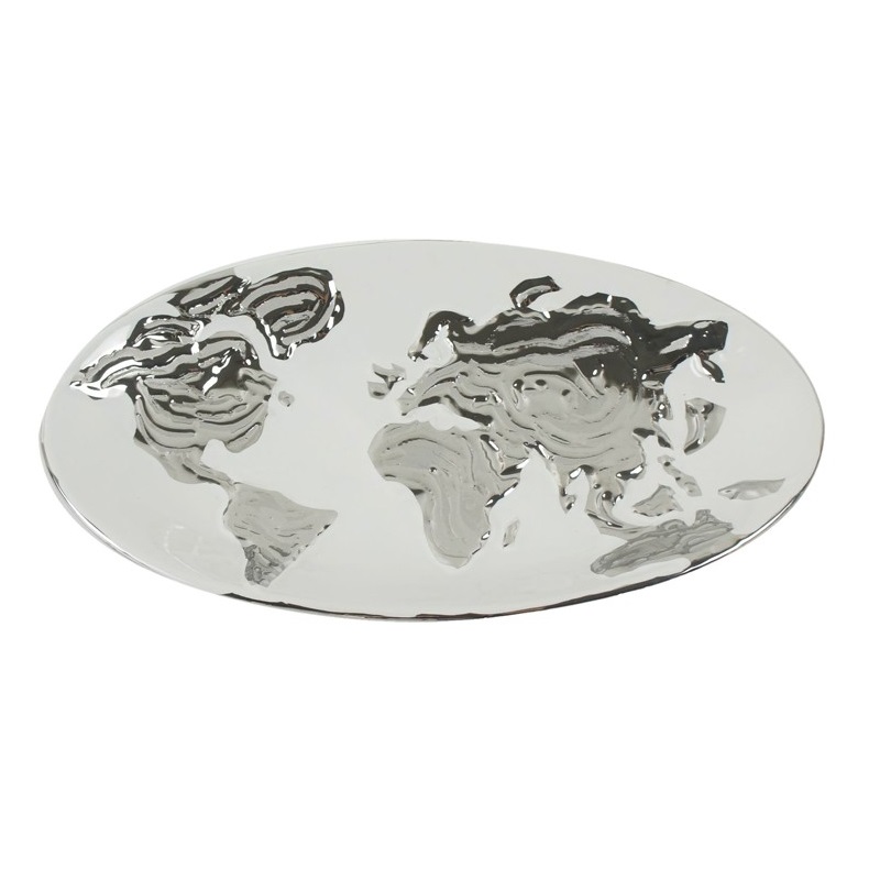 Plat ovale relief mappemonde - equinoxe 24 cm - socadis