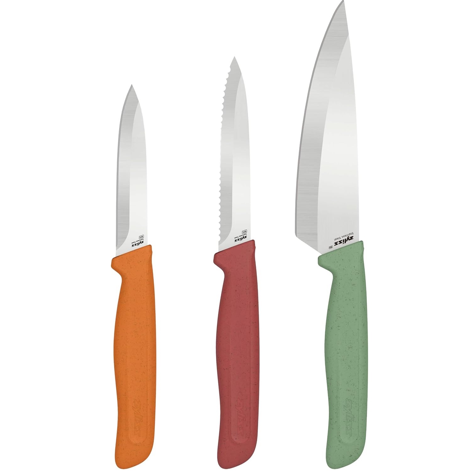 Lot de 3 couteaux, office lame droite, tomates lame dentelée, petit chef, classique - zyliss