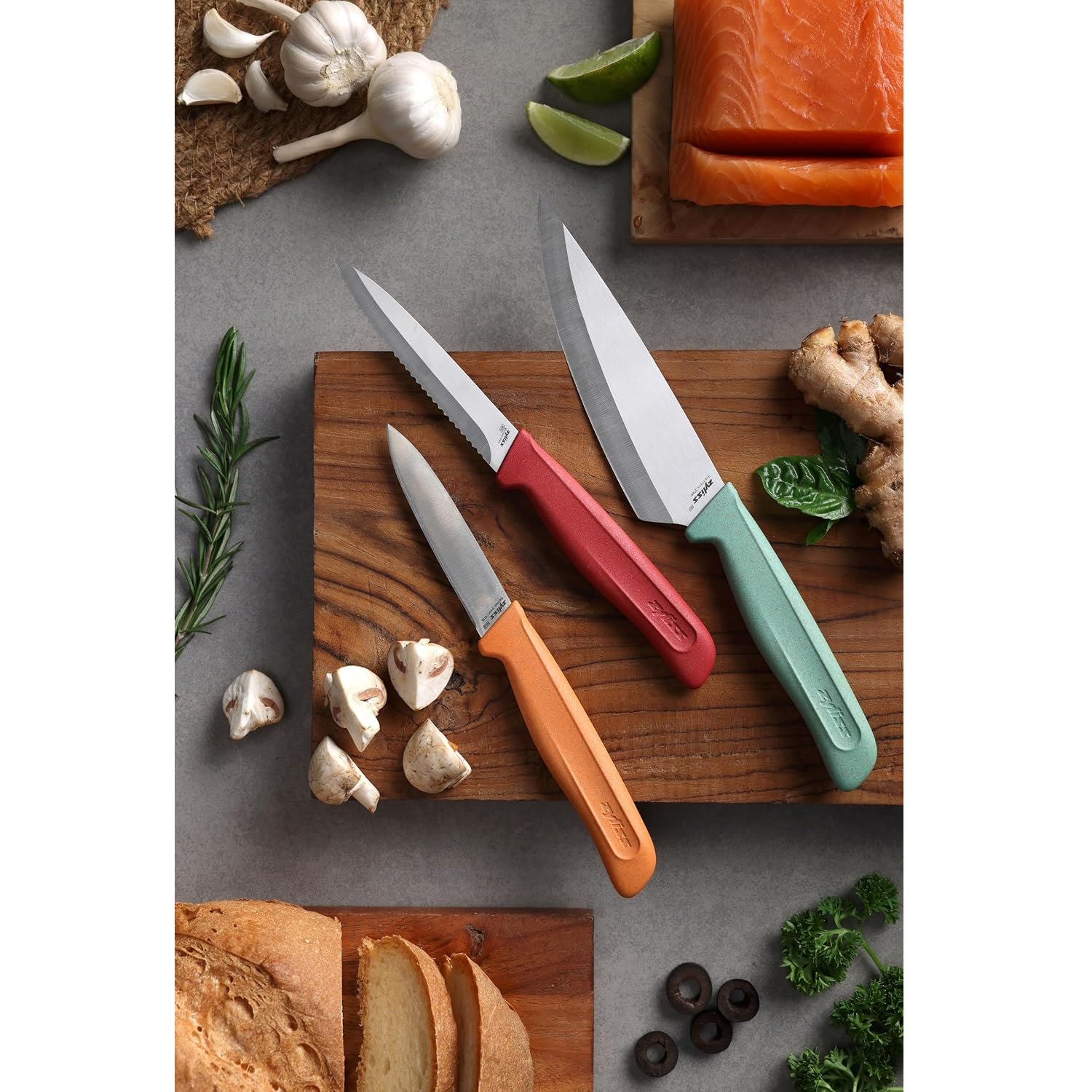 Lot de 3 couteaux, office lame droite, tomates lame dentelée, petit chef, classique - zyliss