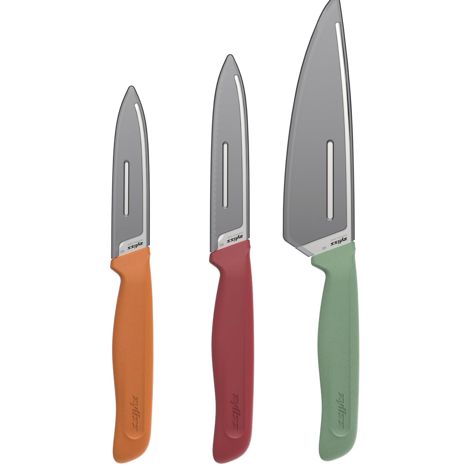 Lot de 3 couteaux, office lame droite, tomates lame dentelée, petit chef, classique - zyliss