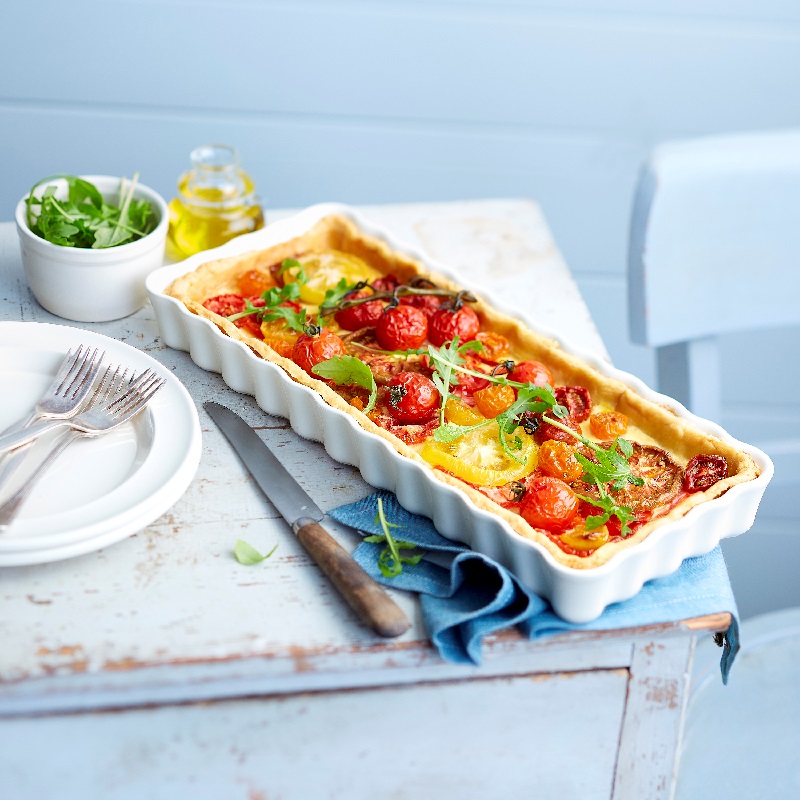 Plat à tarte ou tourtière rectangulaire longue en céramique vert cèdre - emile henry 